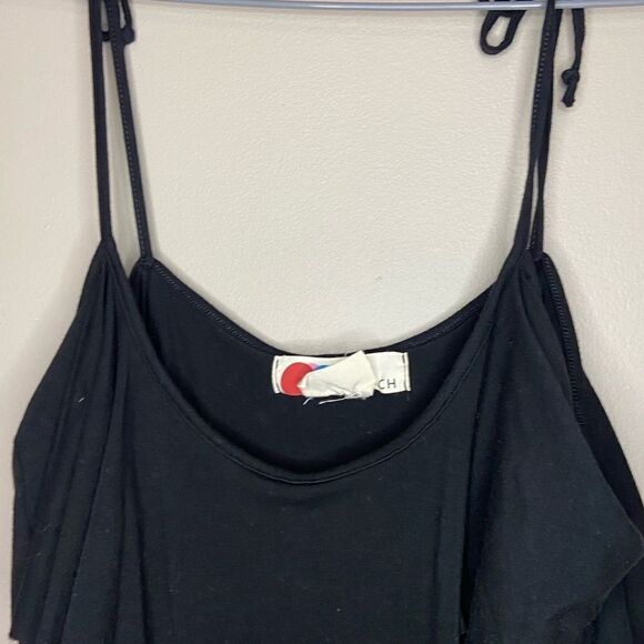 Free People Beach Black Ruffle Flowy Tie-Strap Tank Top Size XS - Picture 2 of 6